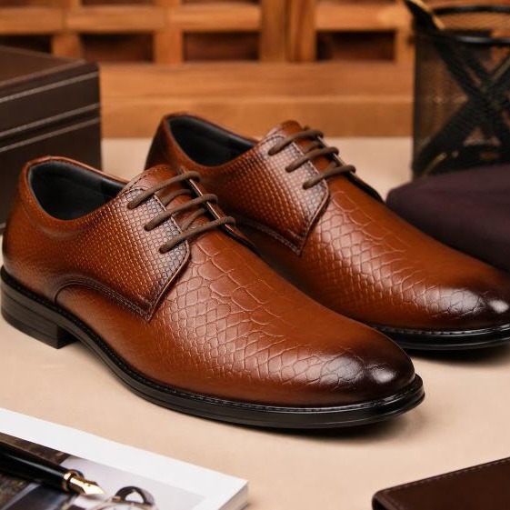 Men's Brown Formal Shoes Art 2290 | Embossed Lace-Up Shoes
