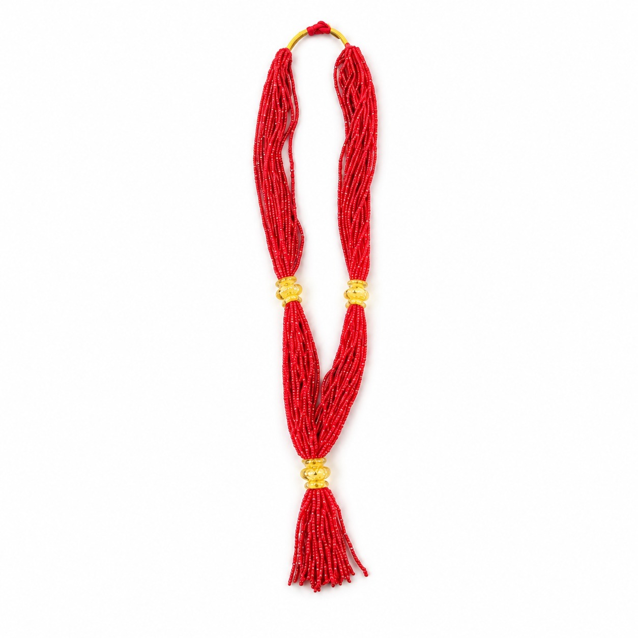 Red Hydro Pote with Panchadhatu kalas Gold Design